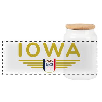 Iowa Fan T-Shirt – Your State! - Panoramic Cookie Jar with Wooden Lid - white - Front