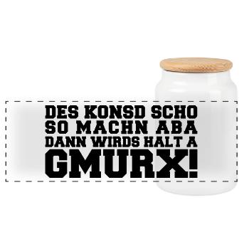 Gmurx - Handwerker - Panorama Keksdose mit Holzdeckel - Weiß - Vorne