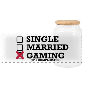 Simple - Marié - Gaming - Boîte à biscuits avec couvercle en bois - blanc - Devant