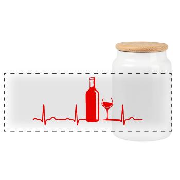 EKG HERZLINIE WEIN / WEINFLASCHE / WEINGLAS Red - Panorama Keksdose mit Holzdeckel - Weiß - Vorne
