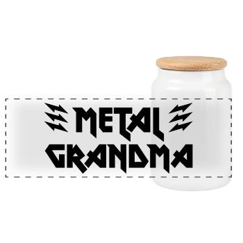 Metal Grandma Family Shirt Cup Gift - Panoramic Cookie Jar with Wooden Lid - white - Front
