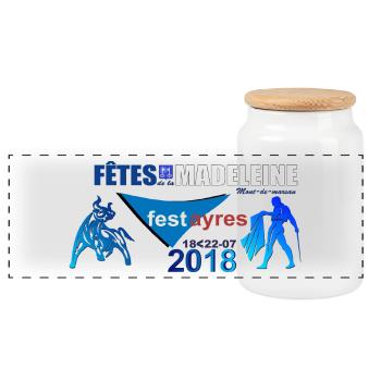 FESTAIRES 2018 - Boîte à biscuits avec couvercle en bois - blanc - Devant