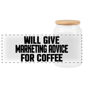 Spécialiste du marketing amusant et cadeau d’amateur de café - Boîte à biscuits avec couvercle en bois - blanc - Devant