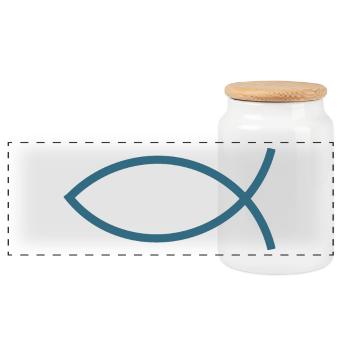 Jésus poisson Ichthys poisson poisson poisson - Boîte à biscuits avec couvercle en bois - blanc - Devant