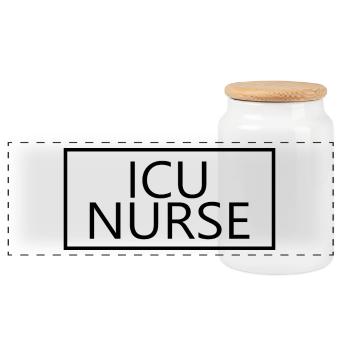 ICU Nurse Proud Graduated Nursing Student Gift - Panoramic Cookie Jar with Wooden Lid - white - Front