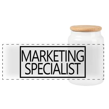Spécialiste du marketing Fier spécialiste du marketing diplômé - Boîte à biscuits avec couvercle en bois - blanc - Devant