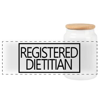 Registered Dietitian Proud Graduated Nutritionist - Panoramic Cookie Jar with Wooden Lid - white - Front