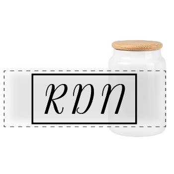 RDN Proud Registered Dietitian Nutritionist - Panoramic Cookie Jar with Wooden Lid - white - Front