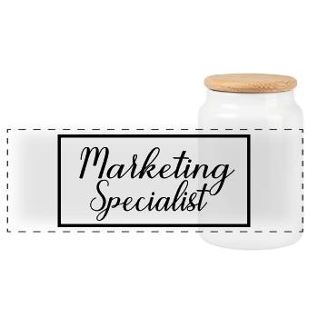 Marketing Specialist Proud Graduated Marketer - Panoramic Cookie Jar with Wooden Lid - white - Front
