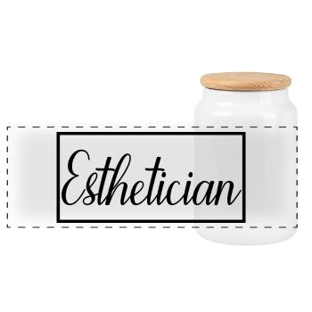 Cadeau d'esthéticienne diplômée fière d'esthéticienne - Boîte à biscuits avec couvercle en bois - blanc - Devant