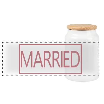 Couple marié assorti Hommes & Femmes Jour de mariage - Boîte à biscuits avec couvercle en bois - blanc - Devant