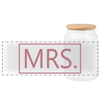 Mrs. Matching Paar Verlobung Hochzeit Flitterwochen - Panorama Keksdose mit Holzdeckel - Weiß - Vorne