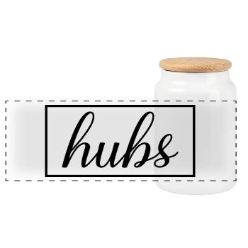 Hubs Matching Engagement Wedding Honeymoon - Panoramic Cookie Jar with Wooden Lid - white - Front