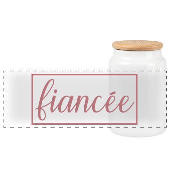 Fiancée Matching Engagement Wedding Honeymoon - Panoramic Cookie Jar with Wooden Lid - white - Front