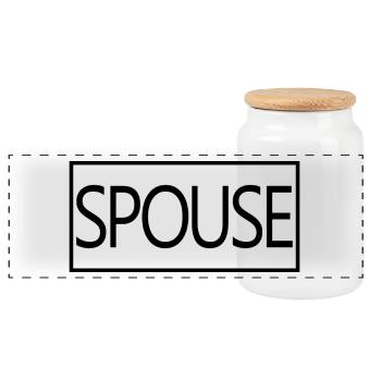 Spouse Matching Couple Men & Women Wedding Day - Panoramic Cookie Jar with Wooden Lid - white - Front