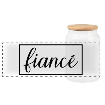 Fiancé Matching Engagement Gift Groom’s Mariage du marié - Boîte à biscuits avec couvercle en bois - blanc - Devant