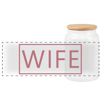 Ehefrau Matching Paar Verlobung Hochzeit Flitterwochen - Panorama Keksdose mit Holzdeckel - Weiß - Vorne
