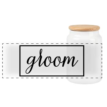 Groom - Mari à être Wedding Party Engagement - Boîte à biscuits avec couvercle en bois - blanc - Devant