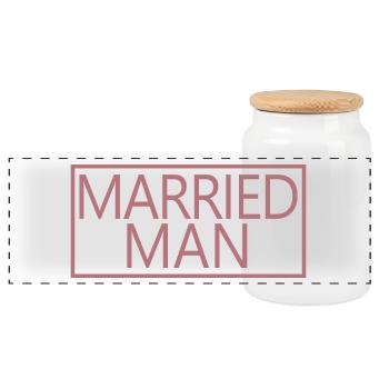 Married Man Matching Couple Wedding Honeymoon - Panoramic Cookie Jar with Wooden Lid - white - Front