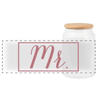 Mr. Matching Couple Verlobung Hochzeit Flitterwochen - Panorama Keksdose mit Holzdeckel - Weiß - Vorne