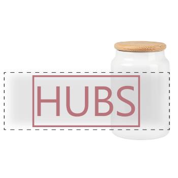 Hubs Matching Engagement Wedding Honeymoon - Panoramic Cookie Jar with Wooden Lid - white - Front