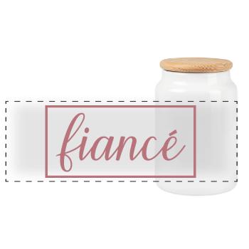 Fiancé Matching Engagement Gift Groom’s Mariage du marié - Boîte à biscuits avec couvercle en bois - blanc - Devant