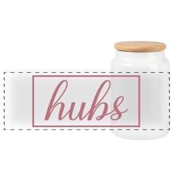 Hubs Matching Engagement Wedding Honeymoon - Panoramic Cookie Jar with Wooden Lid - white - Front
