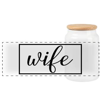 Ehefrau Matching Paar Verlobung Hochzeit Flitterwochen - Panorama Keksdose mit Holzdeckel - Weiß - Vorne