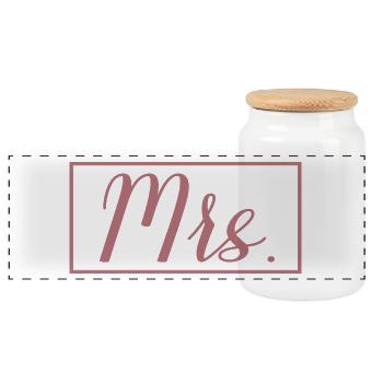 Mrs. Matching Paar Verlobung Hochzeit Flitterwochen - Panorama Keksdose mit Holzdeckel - Weiß - Vorne