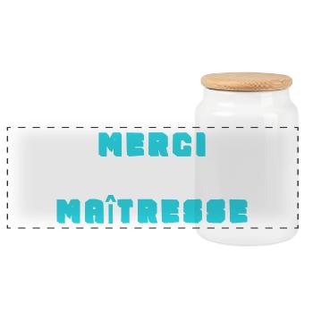 MERCI. MAÎTRESSE. MAÎTRE. MERCI MAÎTRESSE - Boîte à biscuits avec couvercle en bois - blanc - Devant