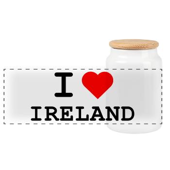 Ich liebe Irland - Design mit rotem Herz - Panorama Keksdose mit Holzdeckel - Weiß - Vorne