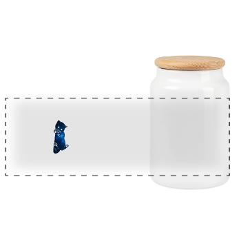 Galaxy Cat [Blue] - Panoramic Cookie Jar with Wooden Lid - white - Front