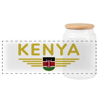 Nairobi Design for Kenya Lovers - Panoramic Cookie Jar with Wooden Lid - white - Front