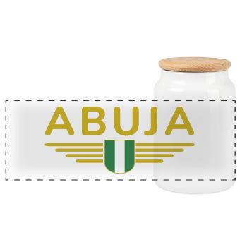 Abuja Design – Stolz auf Nigerias Hauptstadt - Panorama Keksdose mit Holzdeckel - Weiß - Vorne