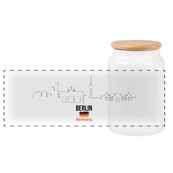 Bold German Flag Typography - Panoramic Cookie Jar with Wooden Lid - white - Front