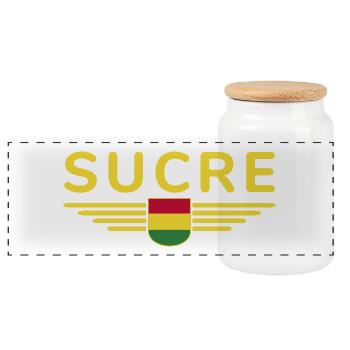 Sucre Bolivia Fans T-Shirt Design - Panoramic Cookie Jar with Wooden Lid - white - Front