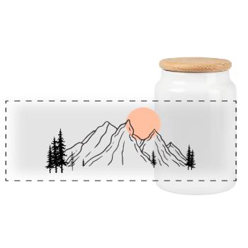 Silhouette de montagne ensoleillée - Boîte à biscuits avec couvercle en bois - blanc - Devant