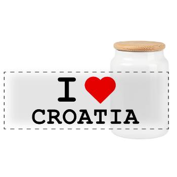 Ich liebe Kroatien - I love Croatia - Panorama Keksdose mit Holzdeckel - Weiß - Vorne