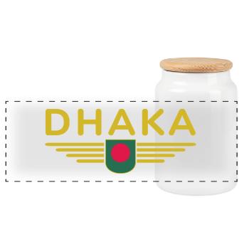Dhaka Design – Heart of Bangladesh - Panoramic Cookie Jar with Wooden Lid - white - Front