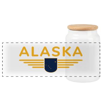 Alaska Fan T-Shirt – USA Style - Panoramic Cookie Jar with Wooden Lid - white - Front