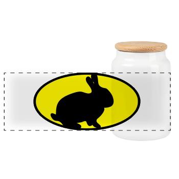 Logo lapin - Boîte à biscuits avec couvercle en bois - blanc - Devant