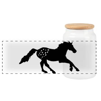 Tigerschecke  Appaloosa  Pferd Noriker Reiten - Panorama Keksdose mit Holzdeckel - Weiß - Vorne