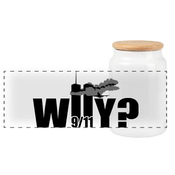 WHY | NY | World Trade Center | 9/11 - Panoramic Cookie Jar with Wooden Lid - white - Front