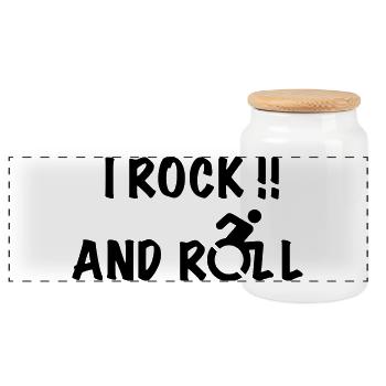 Je fais du rock and roll dans mon fauteuil roulant # - Boîte à biscuits avec couvercle en bois - blanc - Devant
