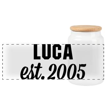 Luca est 2005 - Panorama Keksdose mit Holzdeckel - Weiß - Vorne