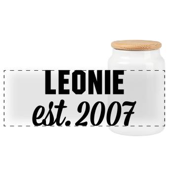 Leonie est 2007 - Panorama Keksdose mit Holzdeckel - Weiß - Vorne