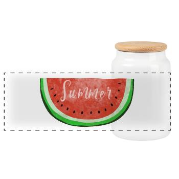 Summer Wassermelone - Melonen - Sommer - Panorama Keksdose mit Holzdeckel - Weiß - Vorne