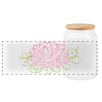 Large lotus flower, lotus, lotus flower. - Panoramic Cookie Jar with Wooden Lid - white - Front