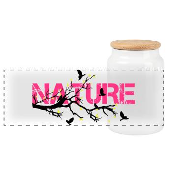 Nature en Rose Éclatante - Boîte à biscuits avec couvercle en bois - blanc - Devant