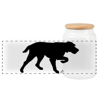 Chien d'arrêt - Boîte à biscuits avec couvercle en bois - blanc - Devant
